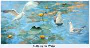 Gabbiani sull'acqua- dipinto di Evgeny Lushpin